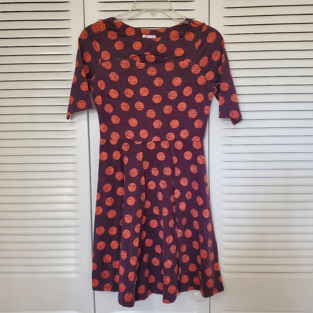Purple and orange polka-dot dress size s